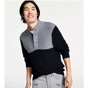INC International Men's Regular-Fit Colorblocked Textured Sweater L NWT